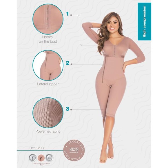 Women's High Tummy Control Cocoa-Optic Body Shaper Shapewear Compression Garment - Picture 5 of 9
